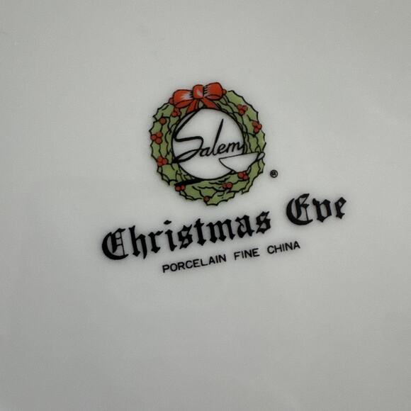 Vintage Salem Christmas Eve Christmas Tree Salad Plate Porcelain 4pc SET Holiday - Picture 8 of 10